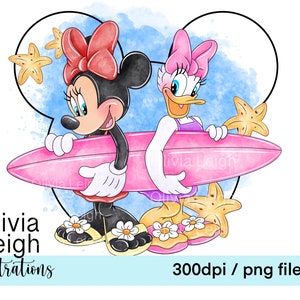 Minnie and Daisy Duck Cute Beach Clipart Sublimation PNG Files DIGITAL ...