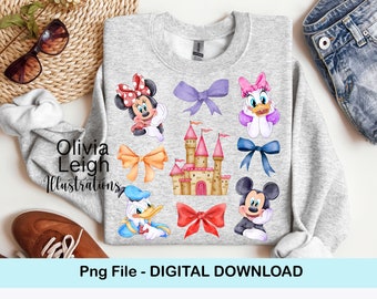 Mickey, Minnie And Friends PNG Coquette Style Shirt Design File DIGITAL DOWNLOAD