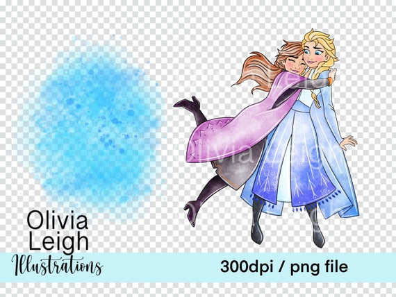 Princess Elsa And Anna Frozen Cute Clipart PNG Files DIGITAL -  Portugal