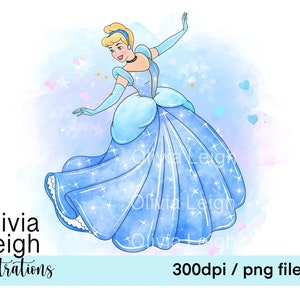 Princess Cinderella Cute Clipart PNG Files DIGITAL DOWNLOAD Printable ...