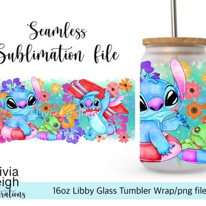 Lindo archivo PNG de envoltura de puntada DESCARGA DIGITAL Diseño de vaso de vidrio de 16 oz imagen 1