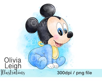 Cute Baby Mickey Mouse Clipart PNG Files DIGITAL DOWNLOAD  Printable
