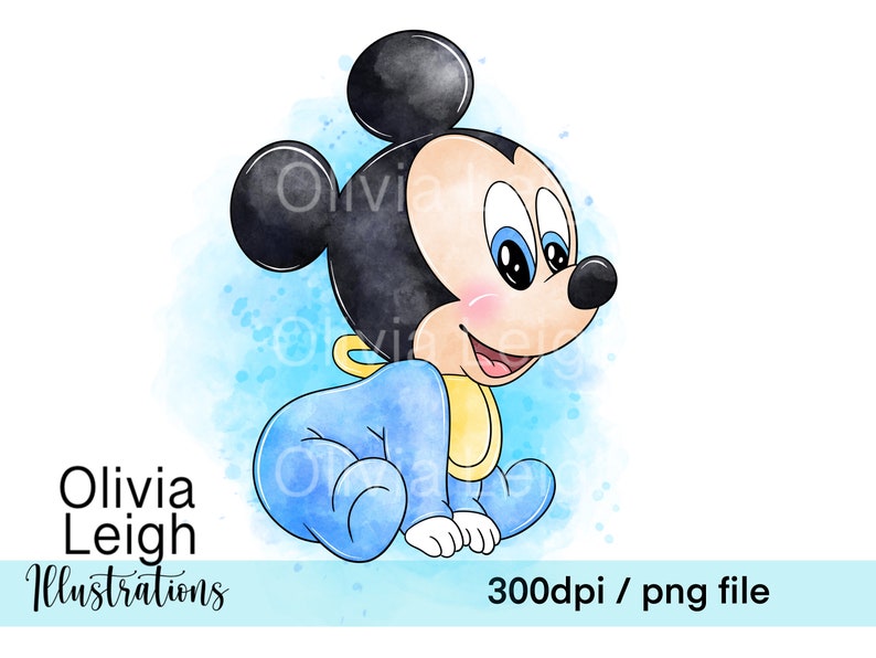 Cute Baby Mickey Mouse Clipart PNG Files DIGITAL DOWNLOAD Printable image 1