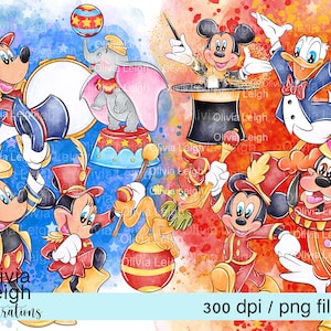 Set van schattige Mickey en vrienden Circus clipart png-bestanden digitale DOWNLOAD afdrukbare