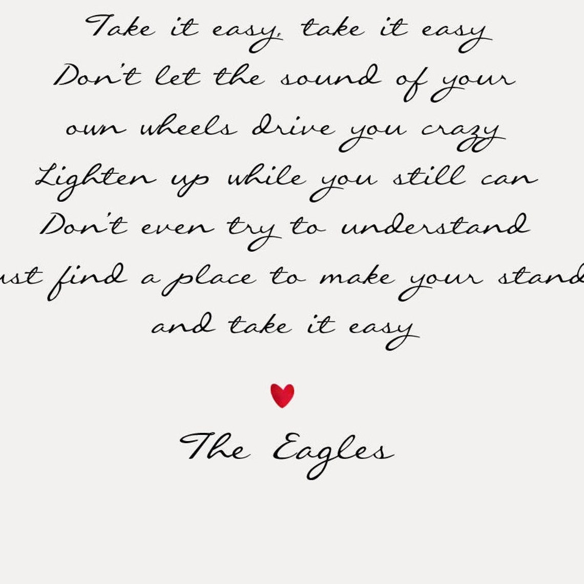 The eagles take it easy lyrics quote wall art print digital etsy