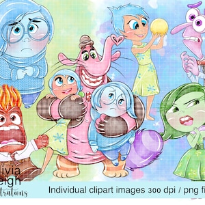 Inside Out Carino Clipart Set File PNG Disegnato a mano DOWNLOAD DIGITALE