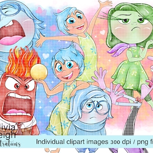 Binnenstebuiten schattige clipartset PNG-bestanden handgetekende digitale DOWNLOAD