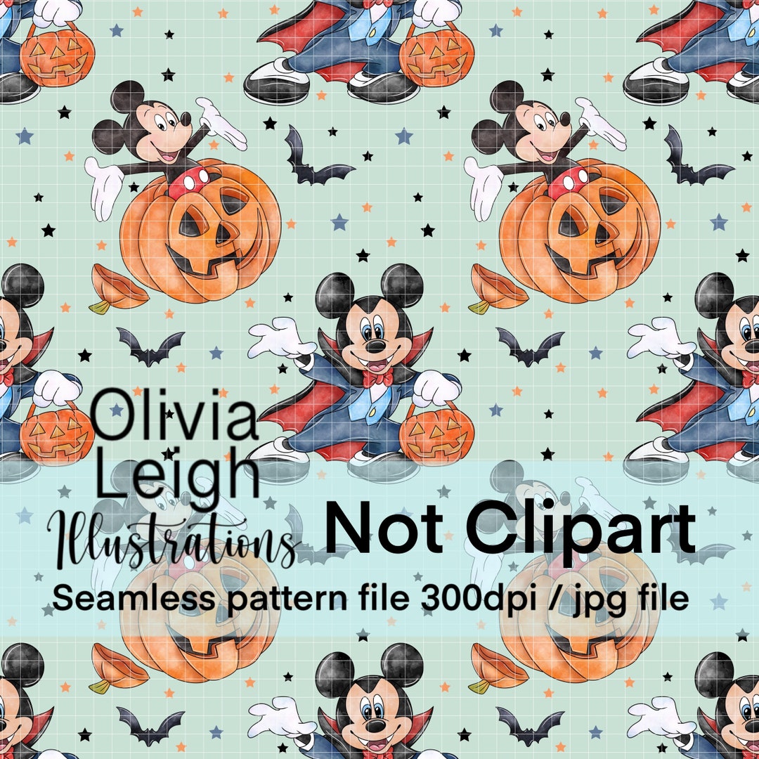 Halloween Mickey Seamless Repeat Pattern. Digital Paper. DIGITAL ...