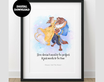Beauty And The Beast Word Art Quote Print-Wall Art-Gift DIGITAL DOWNLOAD Printable