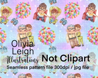 Up, Love Cute Seamless Pattern. Digital Paper. DIGITAL DOWNLOAD  Printable