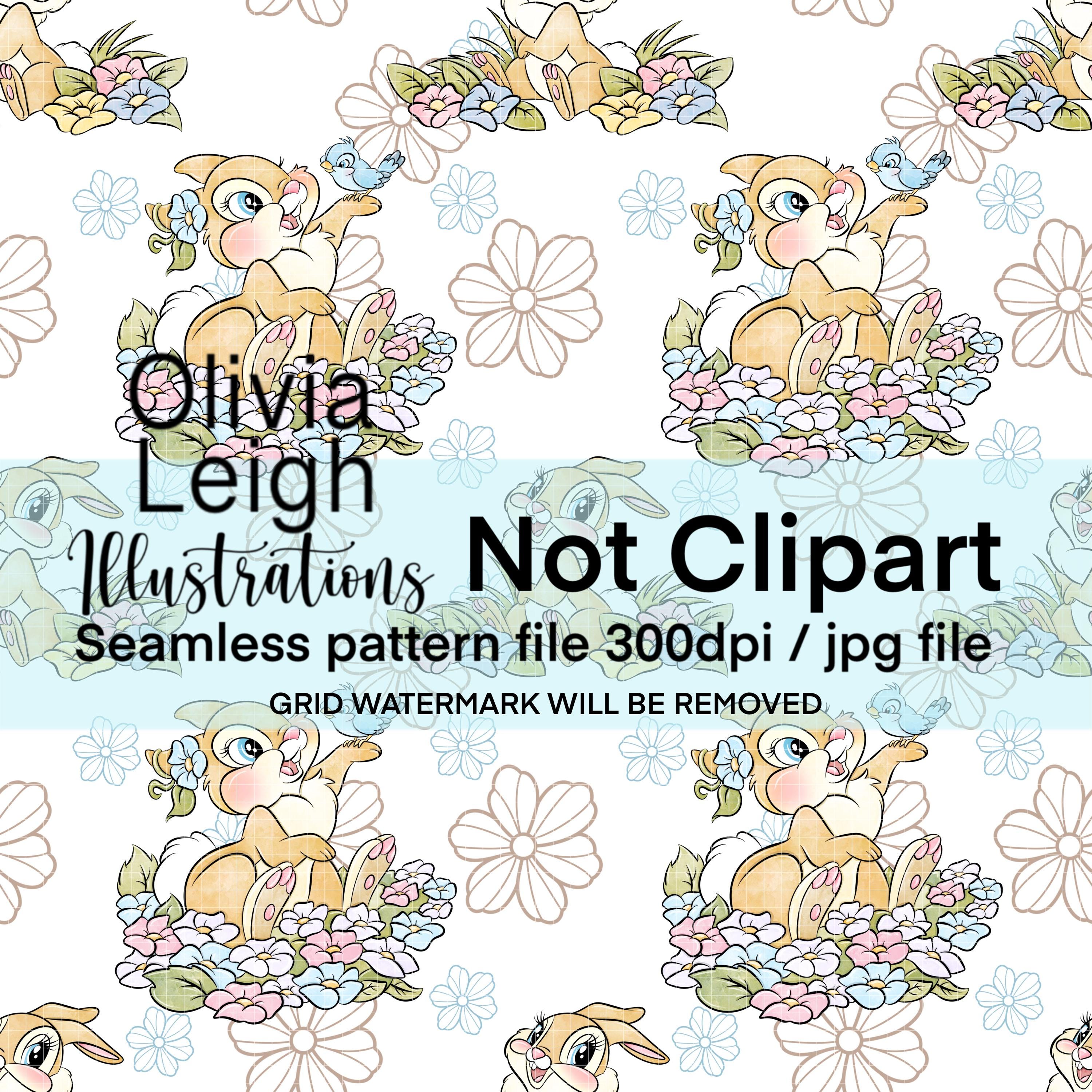 Disney Bambi Rabbit Pattern Bambi, Miss Bunny Cute Seamless Repeat Pattern. Digital Paper. Hand ...