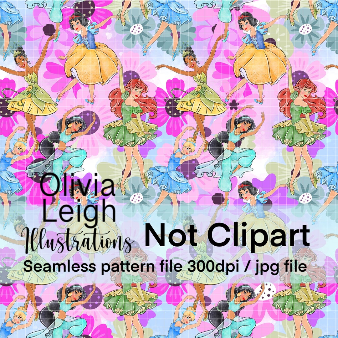 Cute Princess Ballerina, Ballet Dancer Seamless Pattern. Digital Paper ...