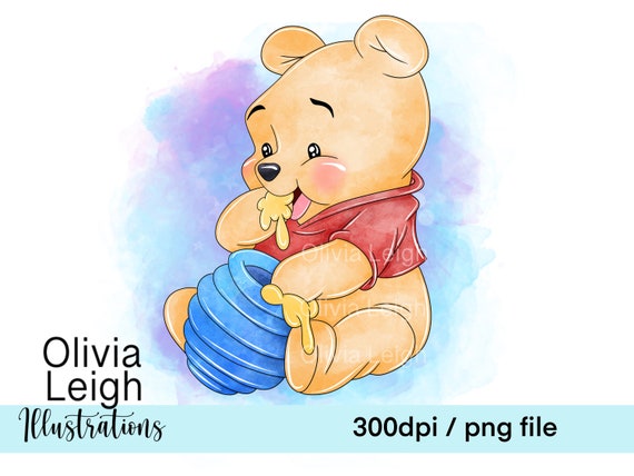 Cute Baby Winnie the Pooh Clipart PNG Files DIGITAL DOWNLOAD Commercial Use  Printable 