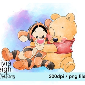 Carino bambino Winnie The Pooh e Tigro Clipart PNG Files DOWNLOAD DIGITALE Stampabile