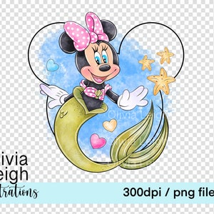 Minnie Mouse Sirena Linda Playa Clipart Sublimación Archivos PNG DESCARGA DIGITAL Imprimible