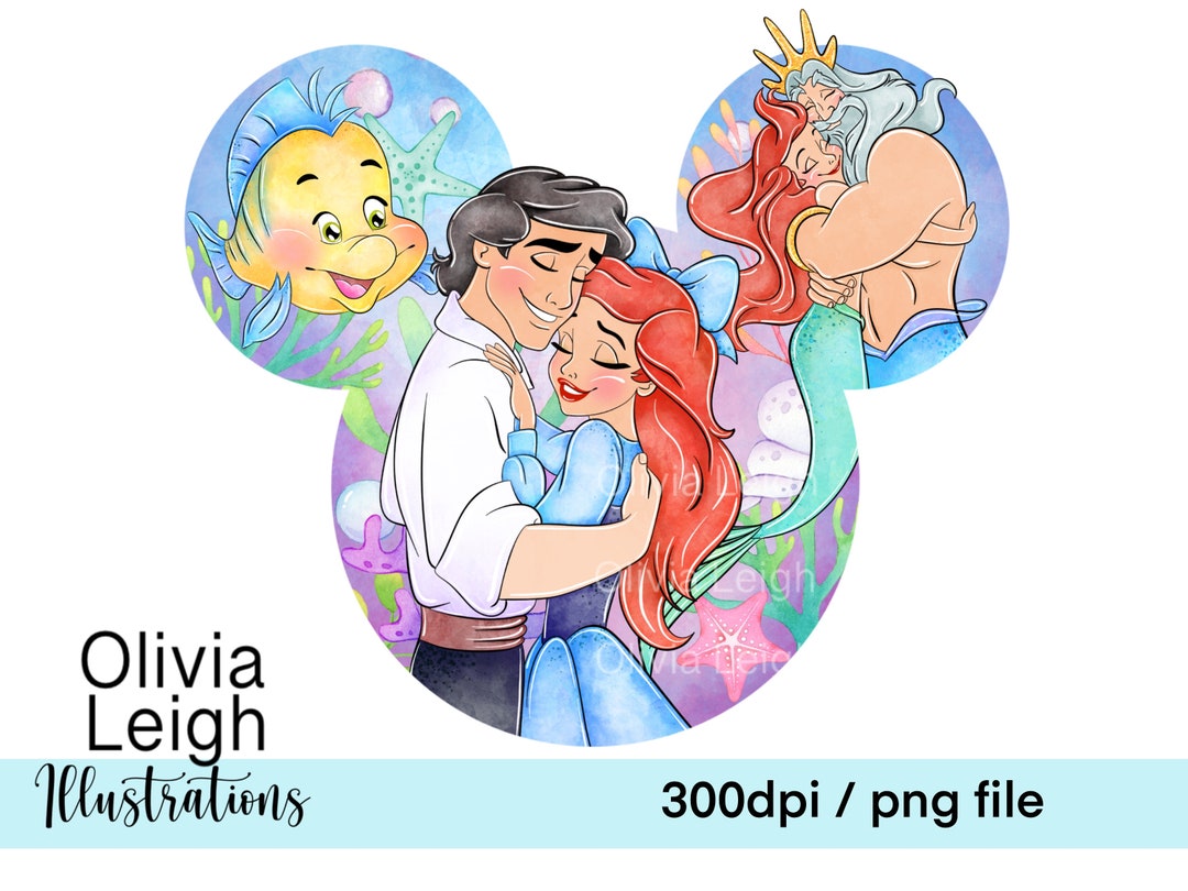 Princess Ariel the Little Mermaid Cute Clipart Sublimation PNG Files ...