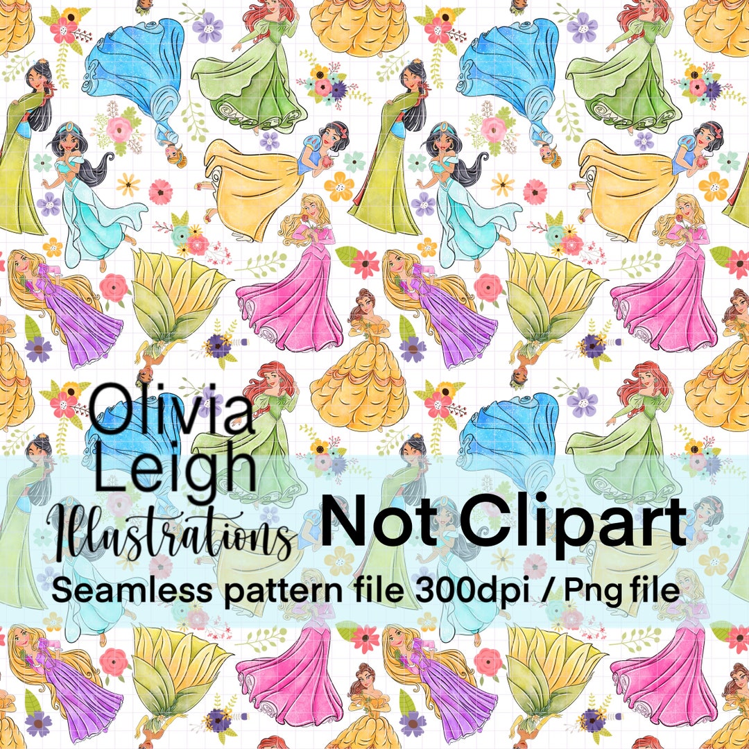 Cute Toddler Princess Repeat Seamless Pattern. Digital Paper. DIGITAL ...