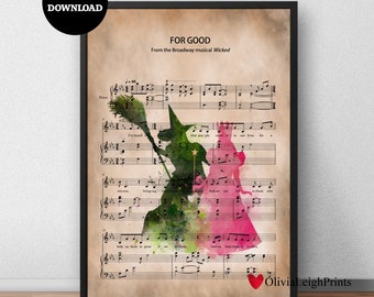 Wicked The Musical Music Sheet Print-Wall Art-Gift Printable DIGITAL DOWNLOAD