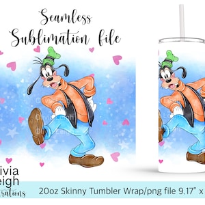 Goofy Sublimation Design Wrap PNG File DIGITAL DOWNLOAD 20oz Skinny Tumbler Design