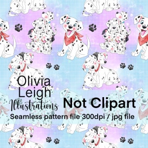 Cute 101 Dalmatians Puppy Dog Print Seamless Pattern. Digital Paper ...