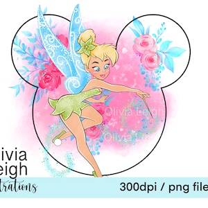 Tinkerbell Princess Fairy Cute Clipart PNG Files DIGITAL DOWNLOAD Sublimation Print Printable
