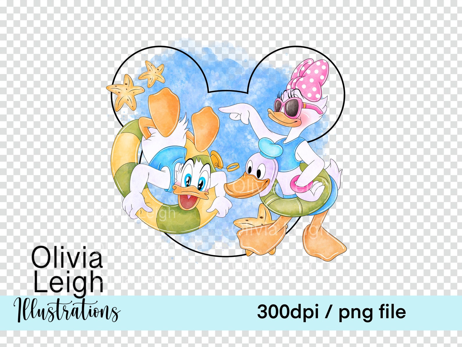 Donald Daisy Duck Cute Beach Clipart Sublimation PNG Files DIGITAL ...