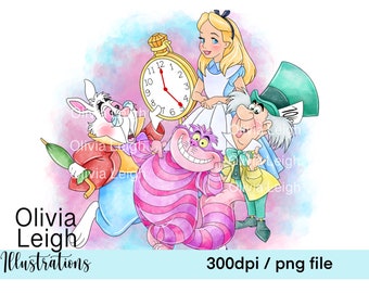 Alice In Wonderland PNG Sublimation Clipart Files DIGITAL DOWNLOAD Printable.