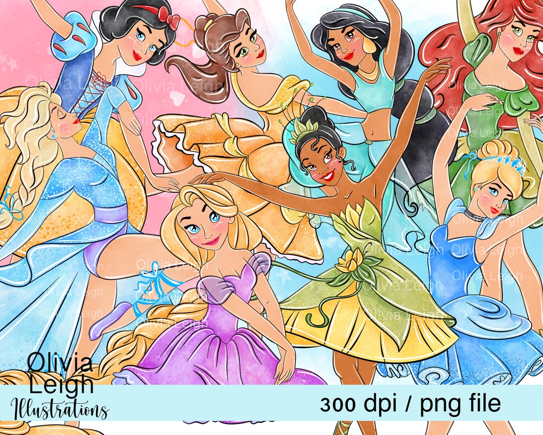 Princess Ballet Dancers, Cute Clipart Set PNG Files DIGITAL DOWNLOAD ...