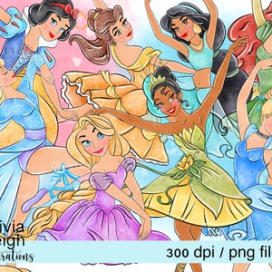 Prinzessin Balletttänzer, niedliches Clipart-Set PNG-Dateien DIGITAL DOWNLOAD Printable