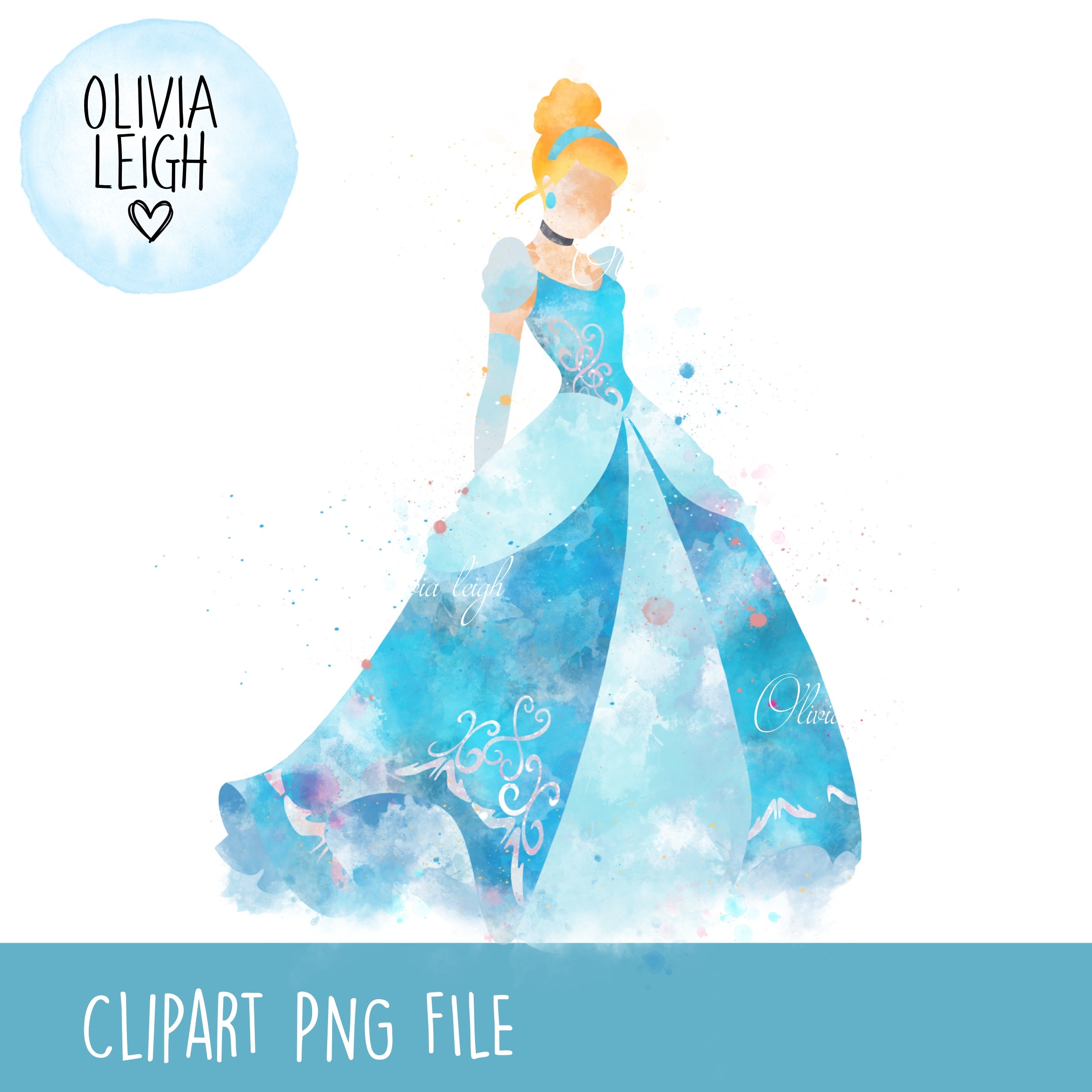 Cinderella Watercolour Clipart PNG Files DIGITAL DOWNLOAD Printable ...