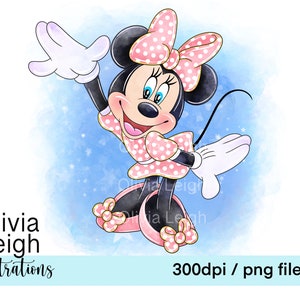 Archivos PNG de Minnie Mouse lindos para descargar DESCARGA DIGITAL Acuarela para niños imprimible