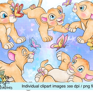 Conjunto de clipart fofo do Rei Leão Bebê PNG Arquivos DOWNLOAD DIGITAL