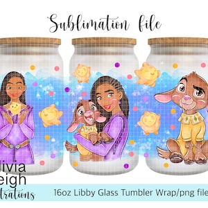 Princess Wish Sublimation Wrap PNG-Datei DIGITAL DOWNLOAD 16oz Glas Tumbler Design Uv-dtf Printable