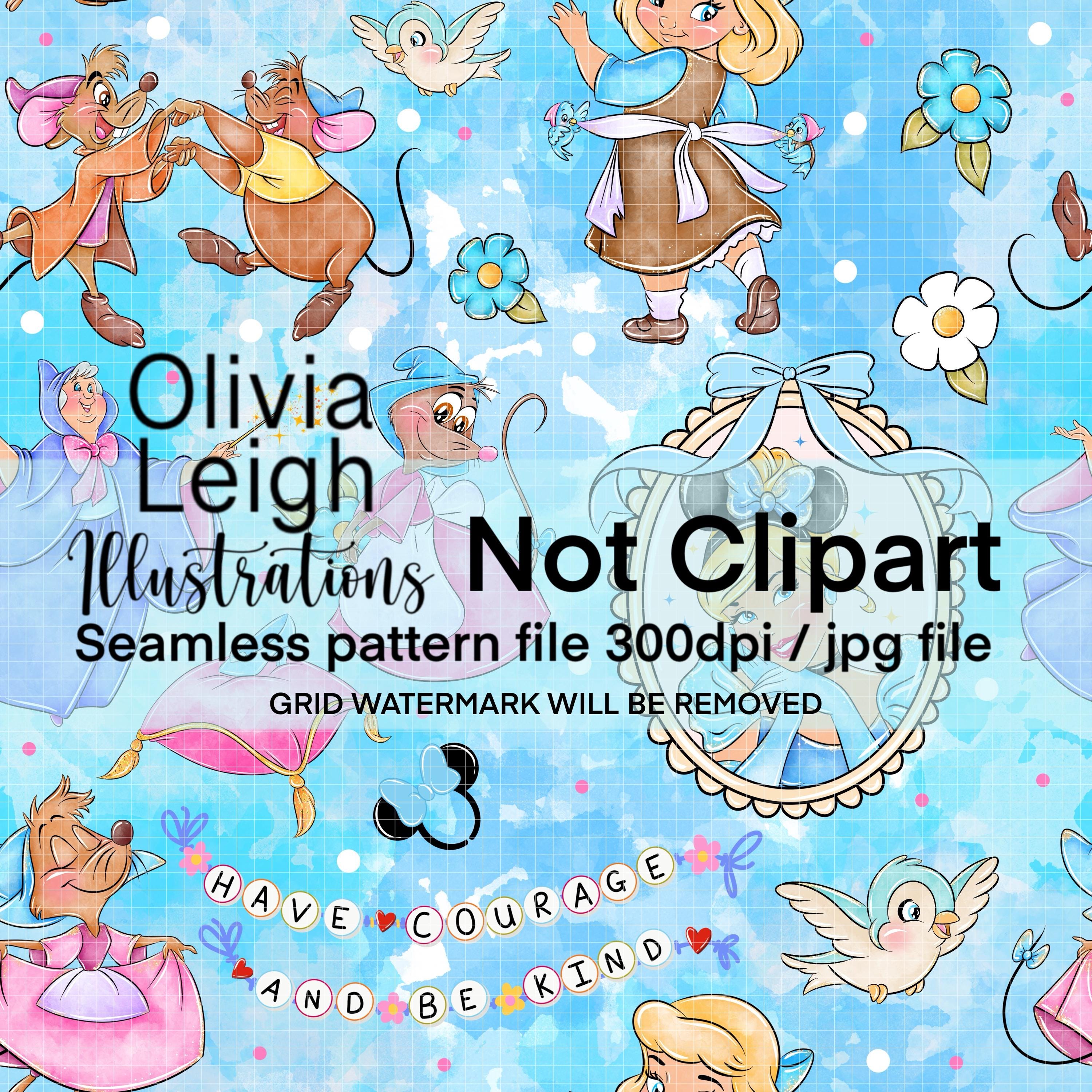 Princess Cinderella Seamless Repeat Pattern. Digital Paper. Hand Drawn ...