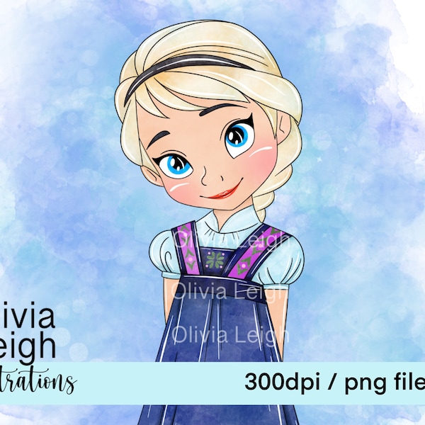 Baby Toddler Princess Elsa Frozen Cute Clipart PNG Files DIGITAL DOWNLOAD Commercial Use Printable
