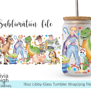 Toy Story Wrap PNG fichier TÉLÉCHARGEMENT NUMÉRIQUE Gobelet en verre 16 oz
