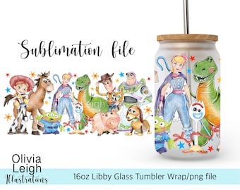 Toy story Wrap PNG File DIGITAL DOWNLOAD 16oz Glass Tumbler Design