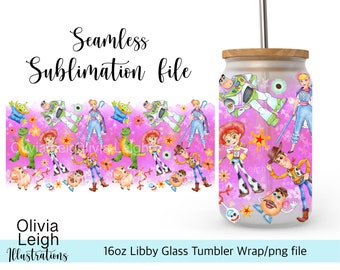 Toy story Wrap PNG File DIGITAL DOWNLOAD 16oz Glass Tumbler Design