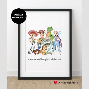 Toy Story Friends Watercolour Word Art Quote Print-Wall Art-Gift-Nursery Children's DIGITAL DOWNLOAD Printable