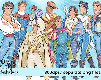 Ensemble 2 de princes Clipart PNG fichiers TÉLÉCHARGEMENT NUMÉRIQUE imprimable