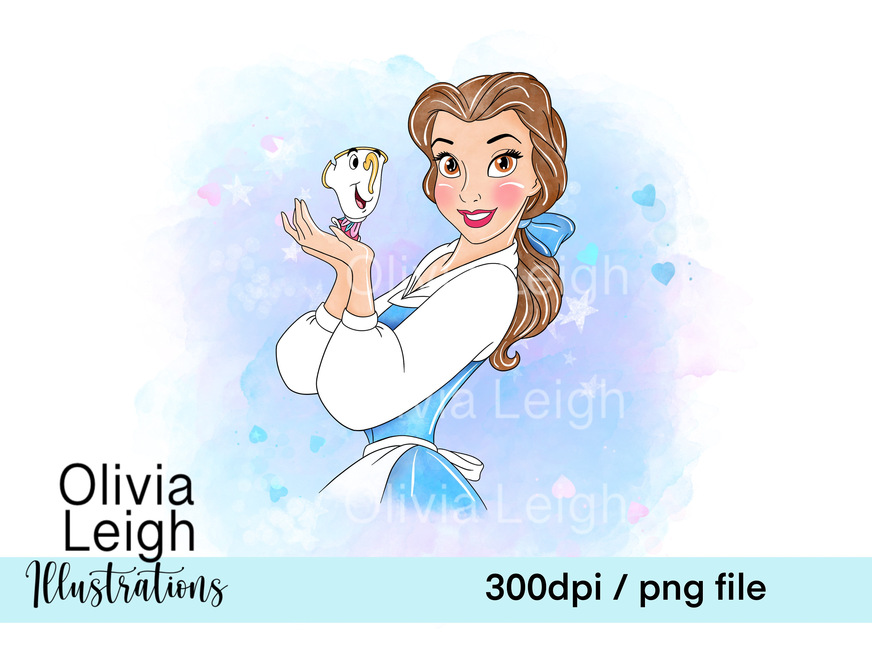 Set of Princess Belle Beauty and the Beast Cute Clipart PNG Files ...