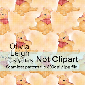 Cute Baby Winnie The Pooh Seamless Pattern. Digital Paper. DIGITAL DOWNLOAD  Printable