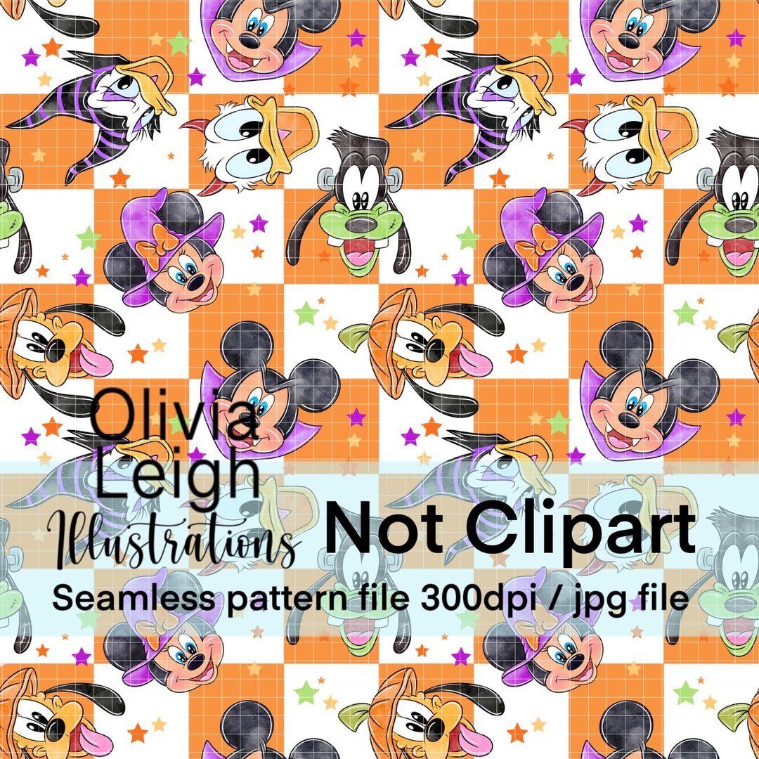 Halloween Mickey and Friends Seamless Repeat Pattern. Digital Paper ...