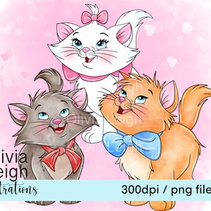 おしゃれキャット 子猫 かわいい クリップアート PNG ファイル デジタルダウンロード 印刷可能