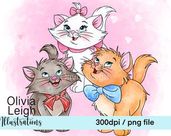 Aristocats Kitten Cute Clipart PNG Files DIGITAL DOWNLOAD Printable