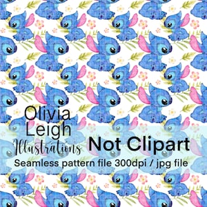 Lilo And Stitch Cute Seamless Pattern. Digital Paper. DIGITAL DOWNLOAD Printable