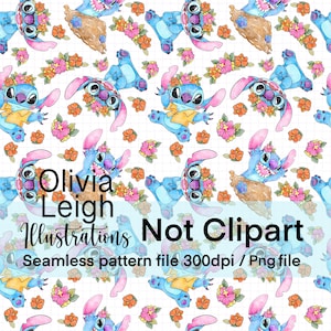 Cute Floral Stitch Repeat Seamless Pattern. Digital Paper. Png DIGITAL DOWNLOAD Printable