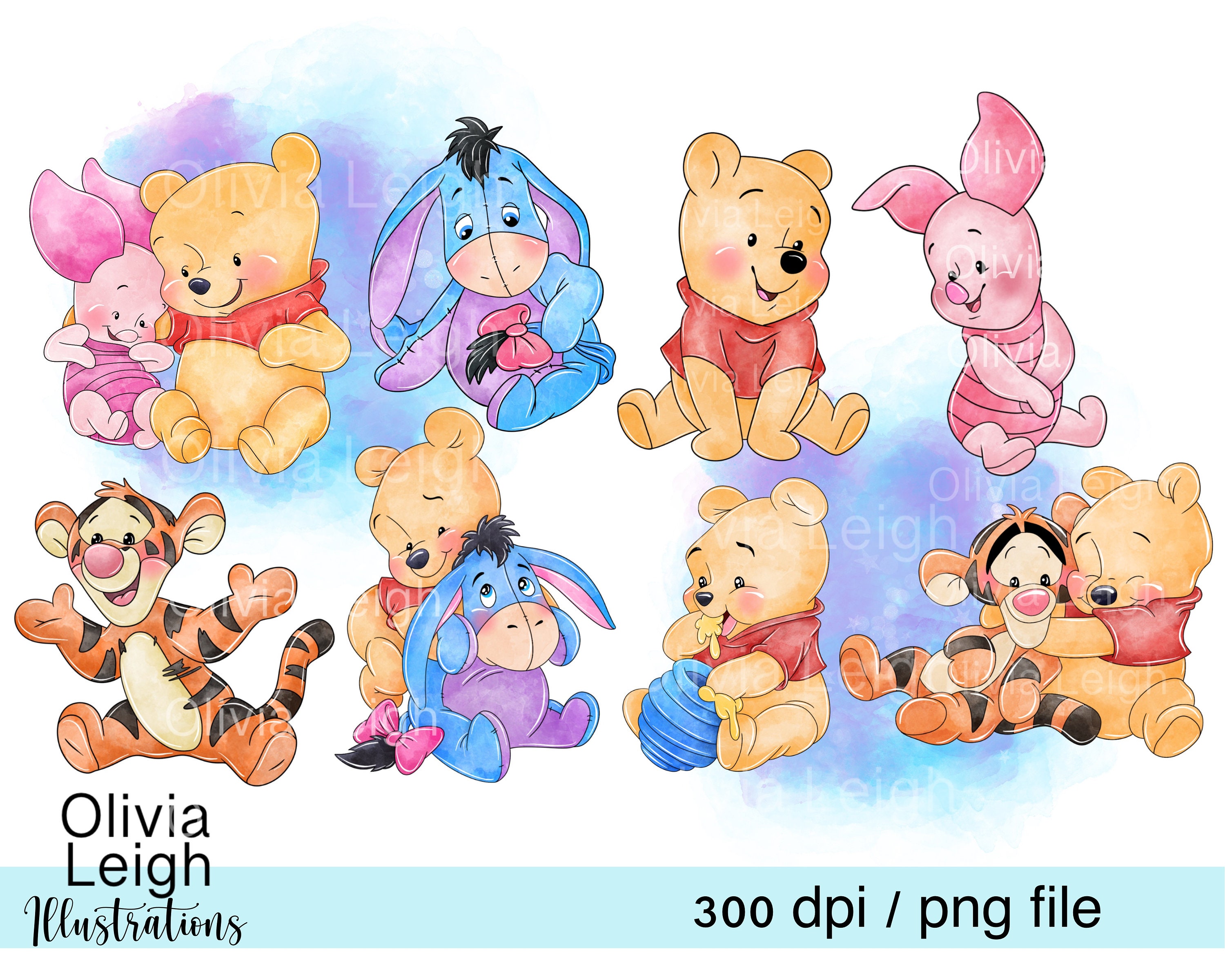 Cute Baby Winnie The Pooh Clipart PNG Files DIGITAL DOWNLOAD Commercial 