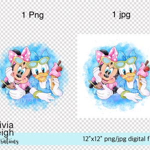 Cute Summer Minnie and Daisy Duck Clipart Sublimation PNG Files DIGITAL ...