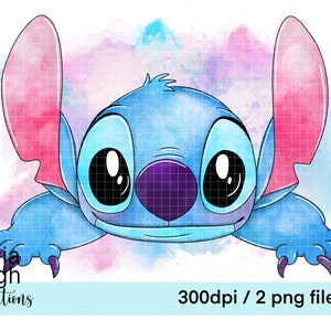 Stitch schattige aquarel clipart png-bestanden digitale DOWNLOAD afdrukbare